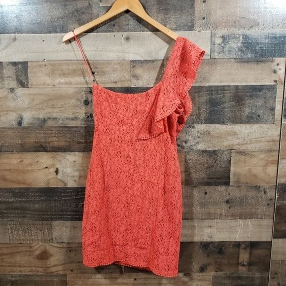Cupcakes and cashmere NWT Aresa ruffle one shoulder mini lace dress woman size 2 - Picture 5 of 10